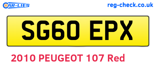 SG60EPX are the vehicle registration plates.