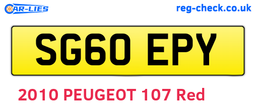 SG60EPY are the vehicle registration plates.