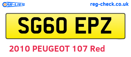 SG60EPZ are the vehicle registration plates.
