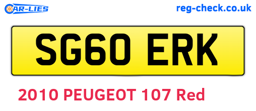 SG60ERK are the vehicle registration plates.