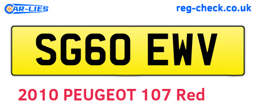 SG60EWV are the vehicle registration plates.