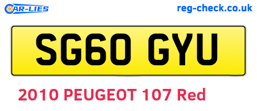 SG60GYU are the vehicle registration plates.