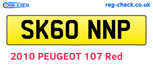 SK60NNP are the vehicle registration plates.