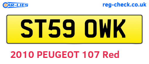 ST59OWK are the vehicle registration plates.