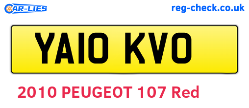 YA10KVO are the vehicle registration plates.