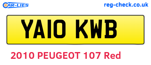 YA10KWB are the vehicle registration plates.