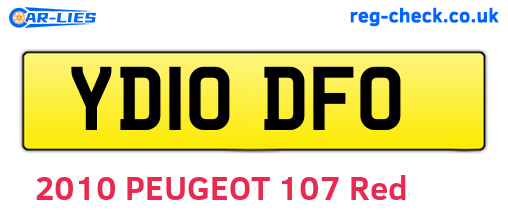YD10DFO are the vehicle registration plates.