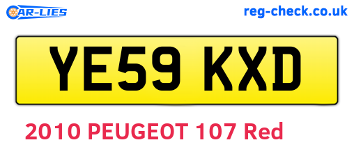 YE59KXD are the vehicle registration plates.