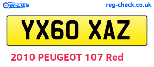 YX60XAZ are the vehicle registration plates.