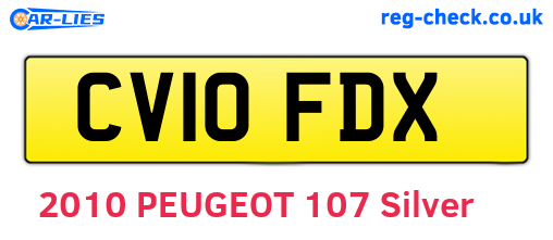 CV10FDX are the vehicle registration plates.