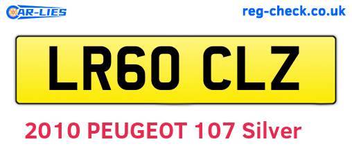 LR60CLZ are the vehicle registration plates.