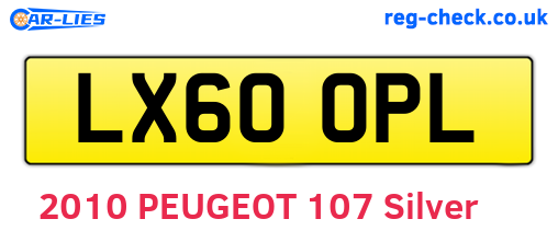 LX60OPL are the vehicle registration plates.