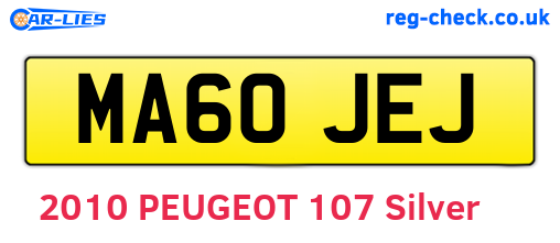MA60JEJ are the vehicle registration plates.