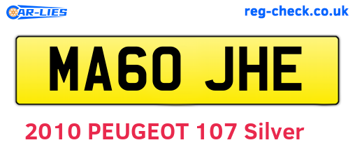 MA60JHE are the vehicle registration plates.
