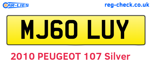 MJ60LUY are the vehicle registration plates.