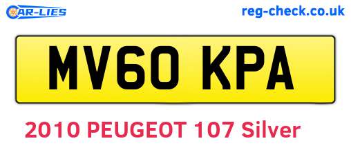 MV60KPA are the vehicle registration plates.