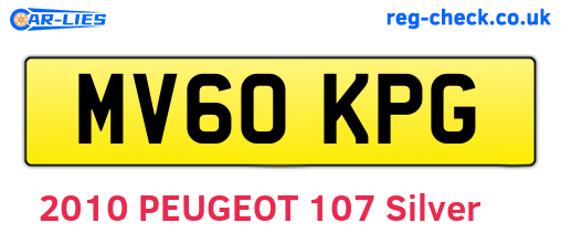 MV60KPG are the vehicle registration plates.