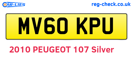 MV60KPU are the vehicle registration plates.