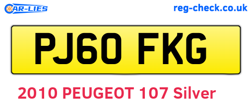 PJ60FKG are the vehicle registration plates.