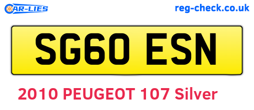 SG60ESN are the vehicle registration plates.