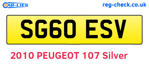 SG60ESV are the vehicle registration plates.