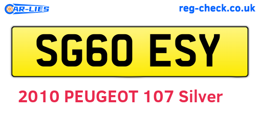 SG60ESY are the vehicle registration plates.