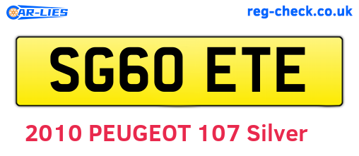 SG60ETE are the vehicle registration plates.