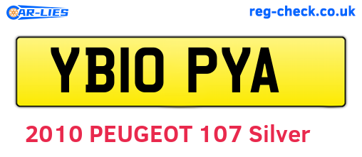 YB10PYA are the vehicle registration plates.