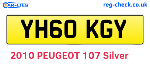 YH60KGY are the vehicle registration plates.