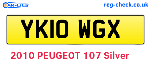YK10WGX are the vehicle registration plates.