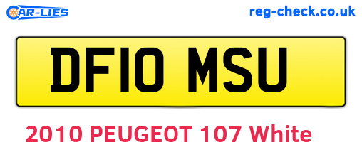 DF10MSU are the vehicle registration plates.