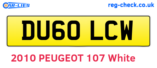 DU60LCW are the vehicle registration plates.