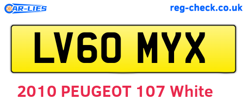 LV60MYX are the vehicle registration plates.