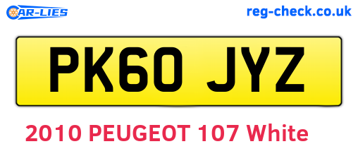 PK60JYZ are the vehicle registration plates.