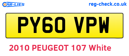 PY60VPW are the vehicle registration plates.