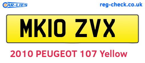 MK10ZVX are the vehicle registration plates.