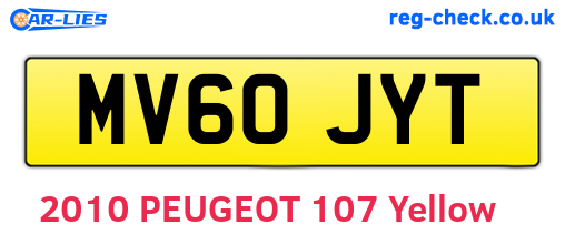 MV60JYT are the vehicle registration plates.