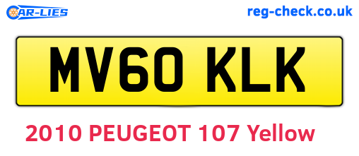 MV60KLK are the vehicle registration plates.