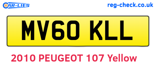 MV60KLL are the vehicle registration plates.