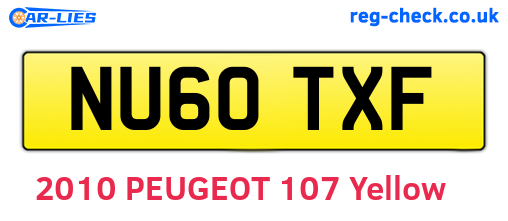 NU60TXF are the vehicle registration plates.