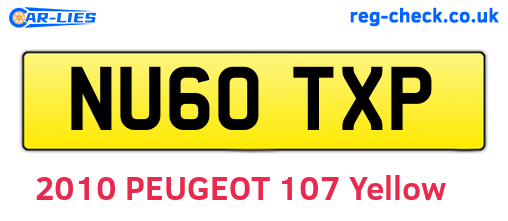 NU60TXP are the vehicle registration plates.
