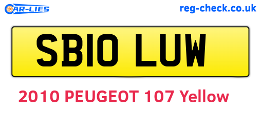SB10LUW are the vehicle registration plates.