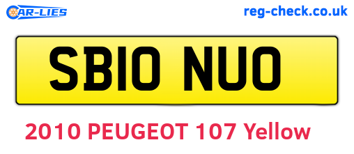 SB10NUO are the vehicle registration plates.