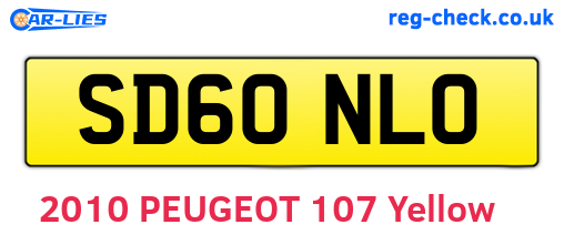 SD60NLO are the vehicle registration plates.