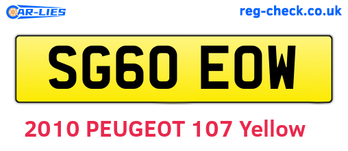 SG60EOW are the vehicle registration plates.
