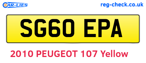 SG60EPA are the vehicle registration plates.