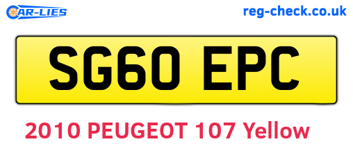 SG60EPC are the vehicle registration plates.