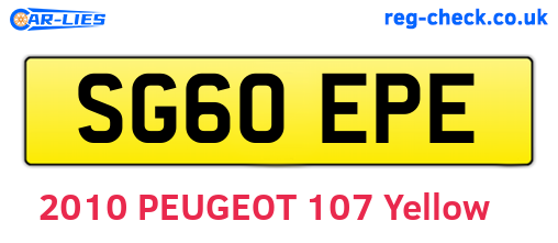 SG60EPE are the vehicle registration plates.