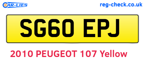 SG60EPJ are the vehicle registration plates.