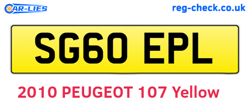 SG60EPL are the vehicle registration plates.